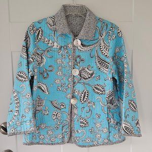 Patty Kim Quilted Reversable Jacket w/ large Mother of Pearl Buttons size  XS